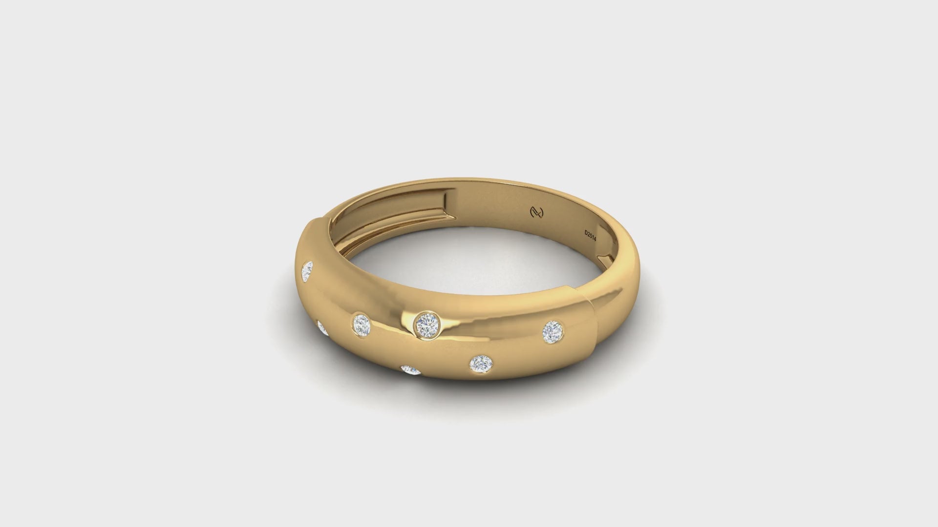 Modern Polished Gold Ring with Scattered Diamond Accents