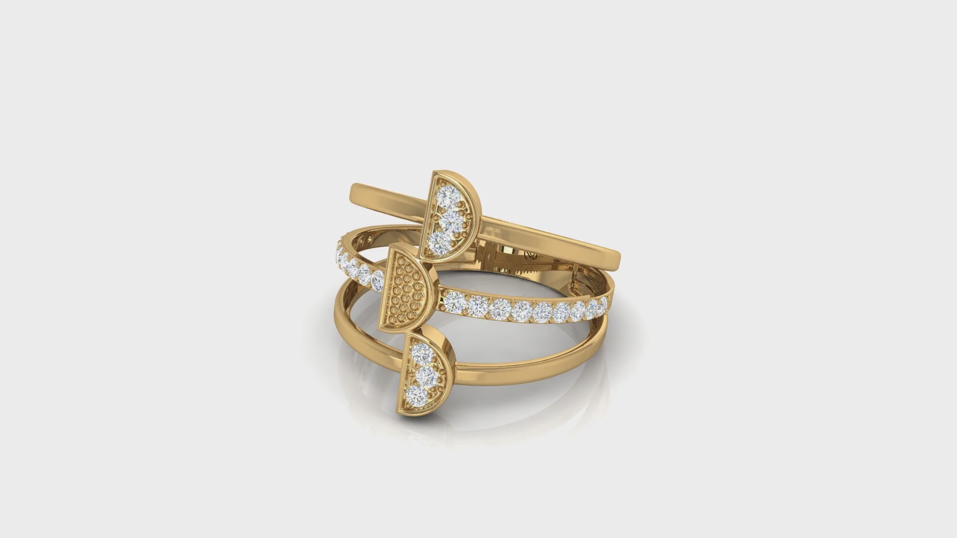 The Contemporary Split-Shank Diamond Crescent Ring