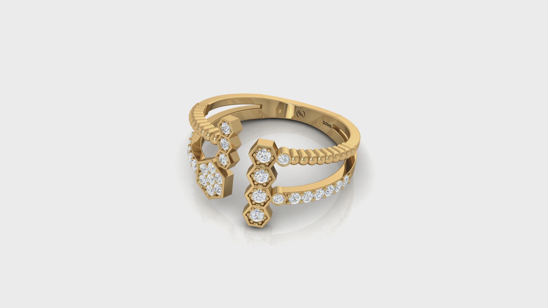 Geometric Honeycomb Diamond Bypass Ring