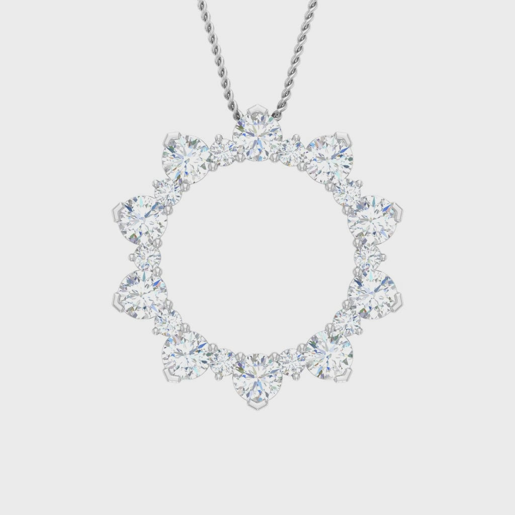 Floating Diamond Open Circle Pendant