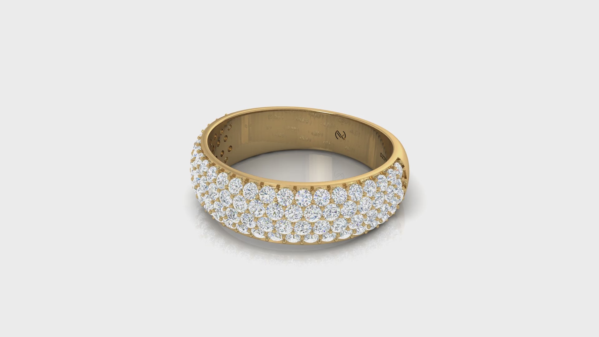 Three-Row Full Pave Diamond Wedding Ring