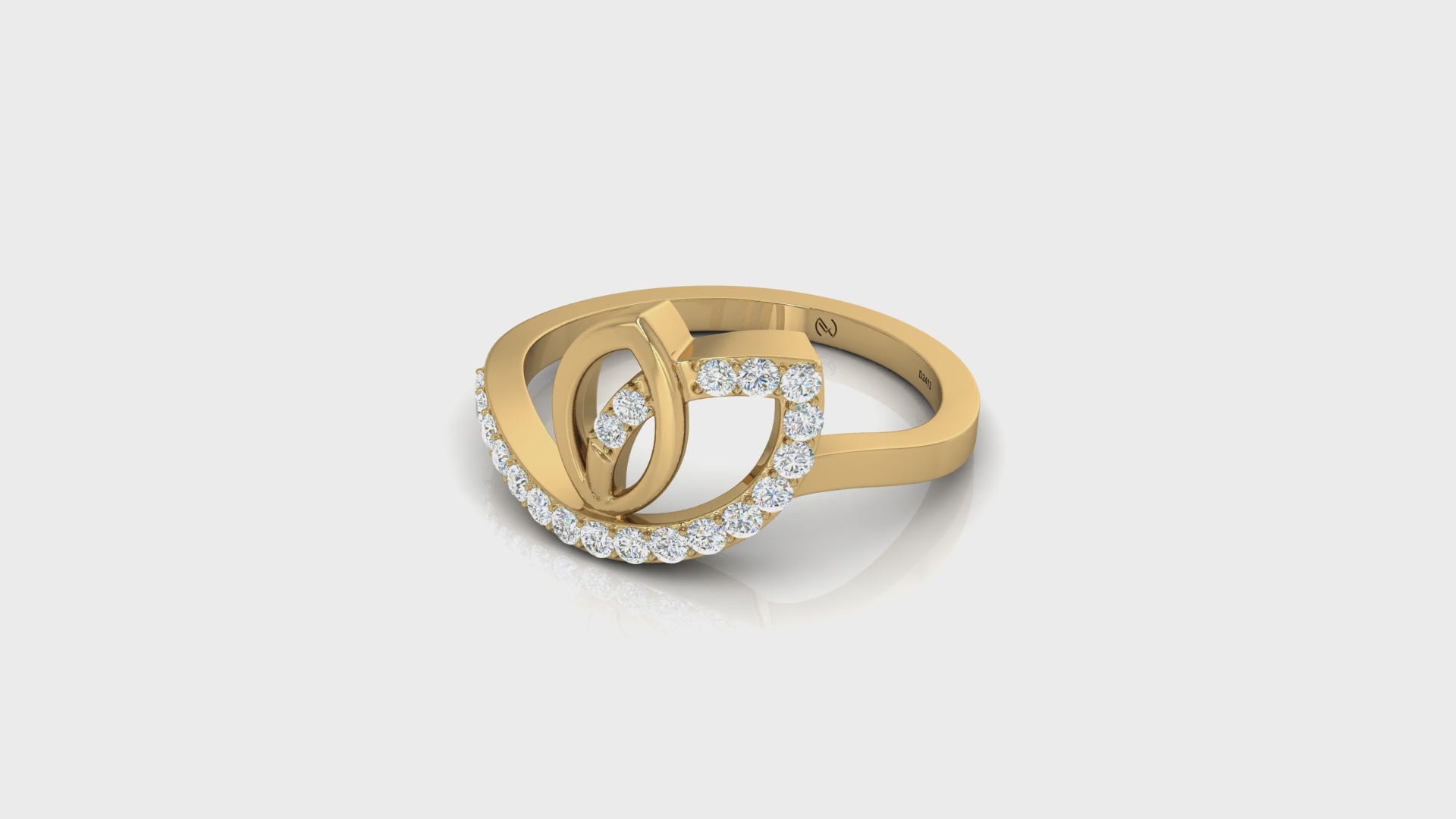 Swirling Leaf Diamond Accent Ring