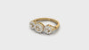 Triple Diamond Halo Cluster Gold Ring