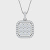 Cushion Cut Look Diamond Halo Pendant for Women