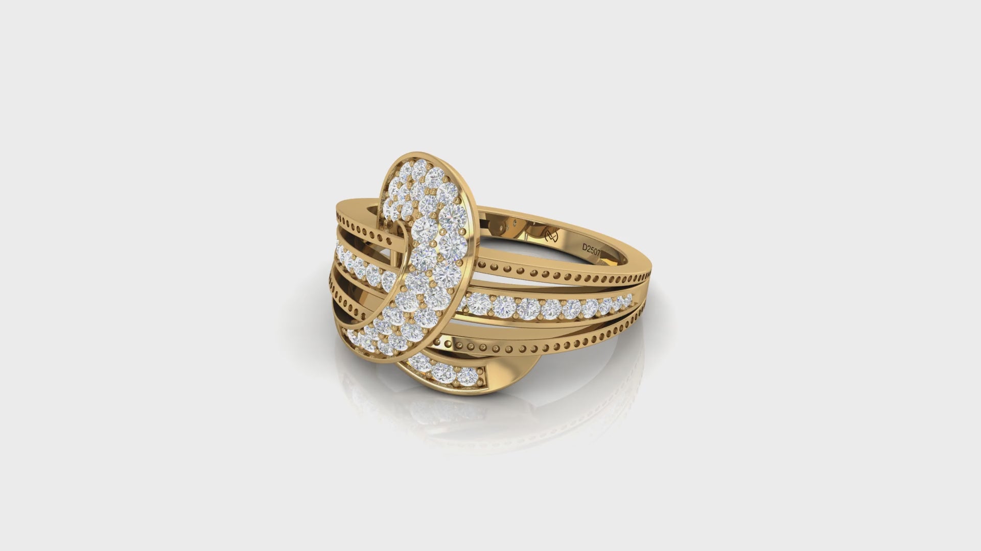 Intricate Diamond Pave and Gold Knot Ring