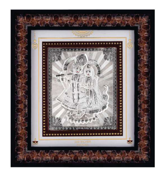 Radha Krishna Frame - 999 Pure silver , 10 x 11 Inch