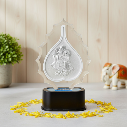 Radhe Krishna Trophy – Premium Corporate & Festive Gift | Elegant Home & Office Décor | Symbol of Prosperity - 999 Pure silver , 4 x 7 Inch