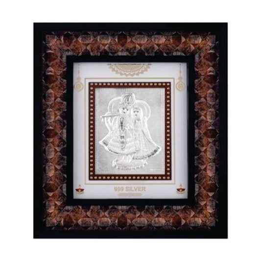 Radha Krishna Frame - 999 Pure silver , 7 x 8 Inch