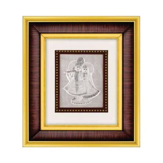 Radha Krishna Frame - 999 Pure silver , 7 x 8 Inch