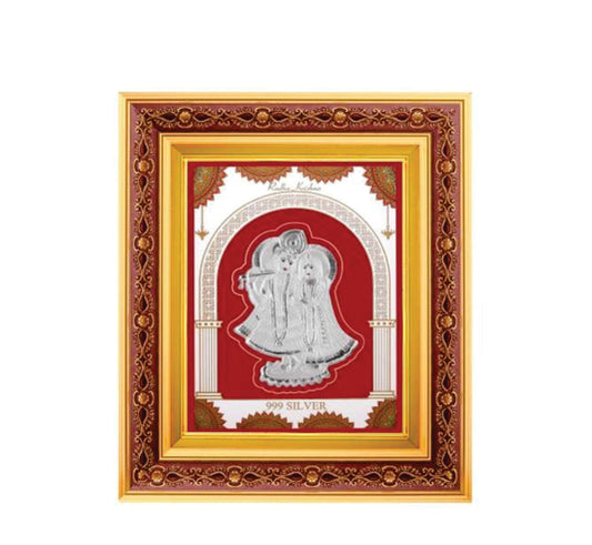 Radha Krishna Frame - 999 Pure silver , 9 x 10 Inch