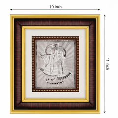 Radha Krishna Frame - 999 Pure silver , 10 x 11 Inch