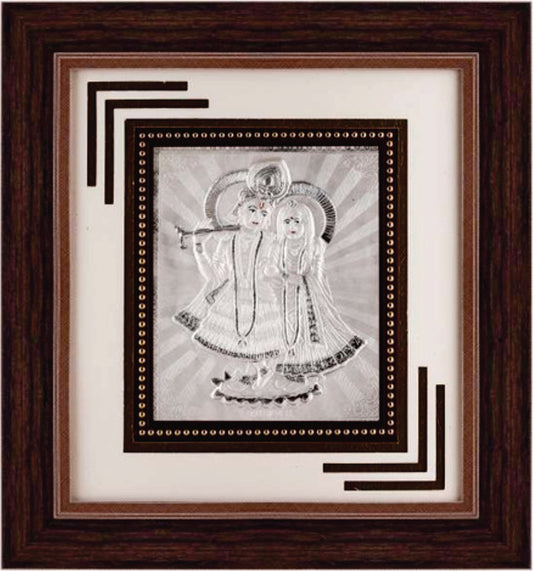 Radha Krishna Frame - 999 Pure silver , 12 x 13 Inch