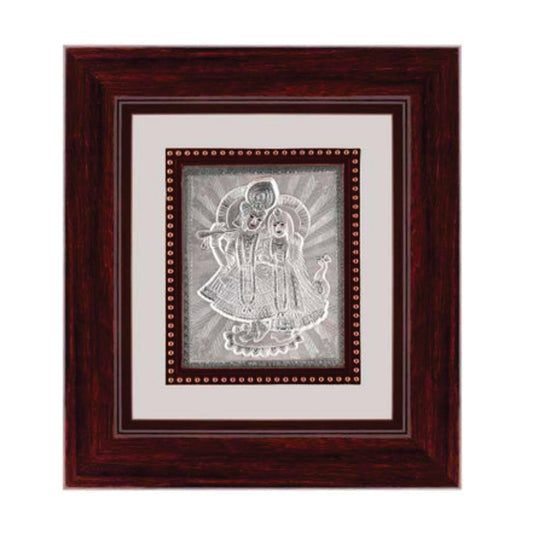 Radha Krishna Frame - 999 Pure silver , 9 x 10 Inch