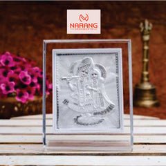 Radha Krishna Frame - 999 Pure silver , 3.5 x 4.5 Inch