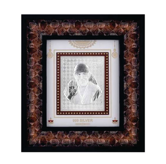 Sai Baba Frame - 999 Pure silver , 7 x 8 Inch