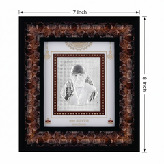 Sai Baba Frame - 999 Pure silver , 7 x 8 Inch