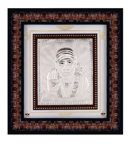 Sai Baba Frame - 999 Pure silver , 10 x 11 Inch