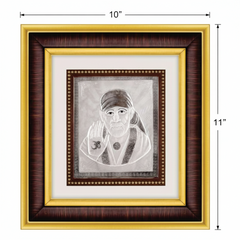 Sai Baba Frame - 999 Pure silver , 10 x 11 Inch