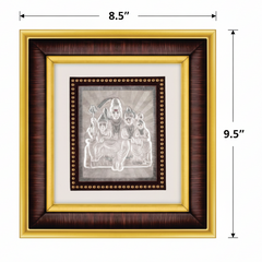 Shiv Parivar Frame - 999 Pure silver , 8.5 x 9.5 Inch