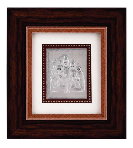 Shiva Parivar Frame - 999 Pure silver , 7 x 8 Inch