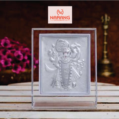 Shreenathji Frame - 999 Pure silver , 3.5 x 4.5 Inch