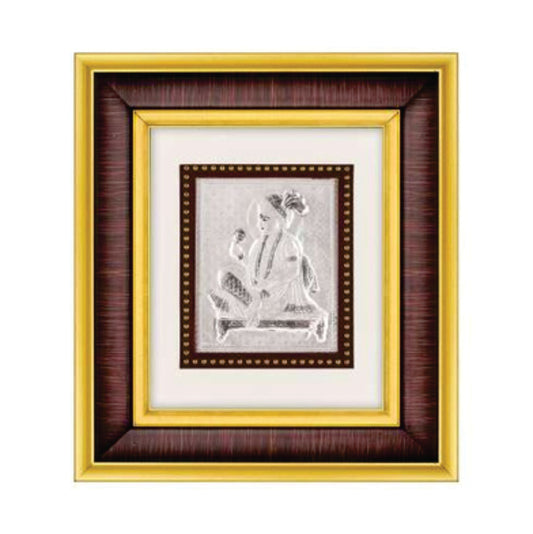 Swami Narayan Frame - 999 Pure silver , 7 x 8 Inch