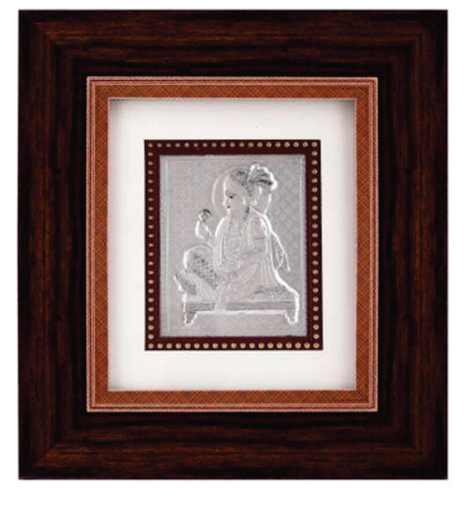 Swami Narayan Frame - 999 Pure silver , 7 x 8 Inch