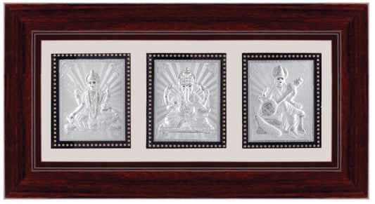 Tri Murti (L.G.S.) Frame - 999 Pure silver , 8 x 14 Inch