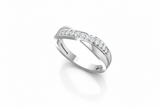Wavy Diamond Fashion Silver Ring