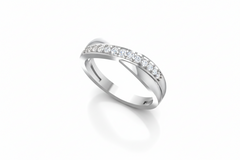 Wavy Diamond Fashion Silver Ring