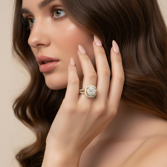 Double-Shank With Diamond Halo