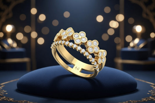 Floral Cluster Diamond Band Ring