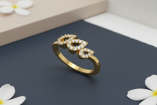 Elegant Gold Three Pear Engagement Ring