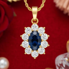 Oval Sapphire Shape Diamond Pendant