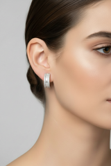 Modern Channel-Set Baguette & Round Diamond Stud Earrings