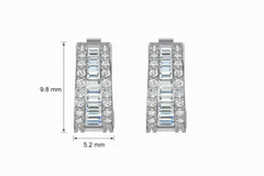 Modern Channel-Set Baguette & Round Diamond Stud Earrings