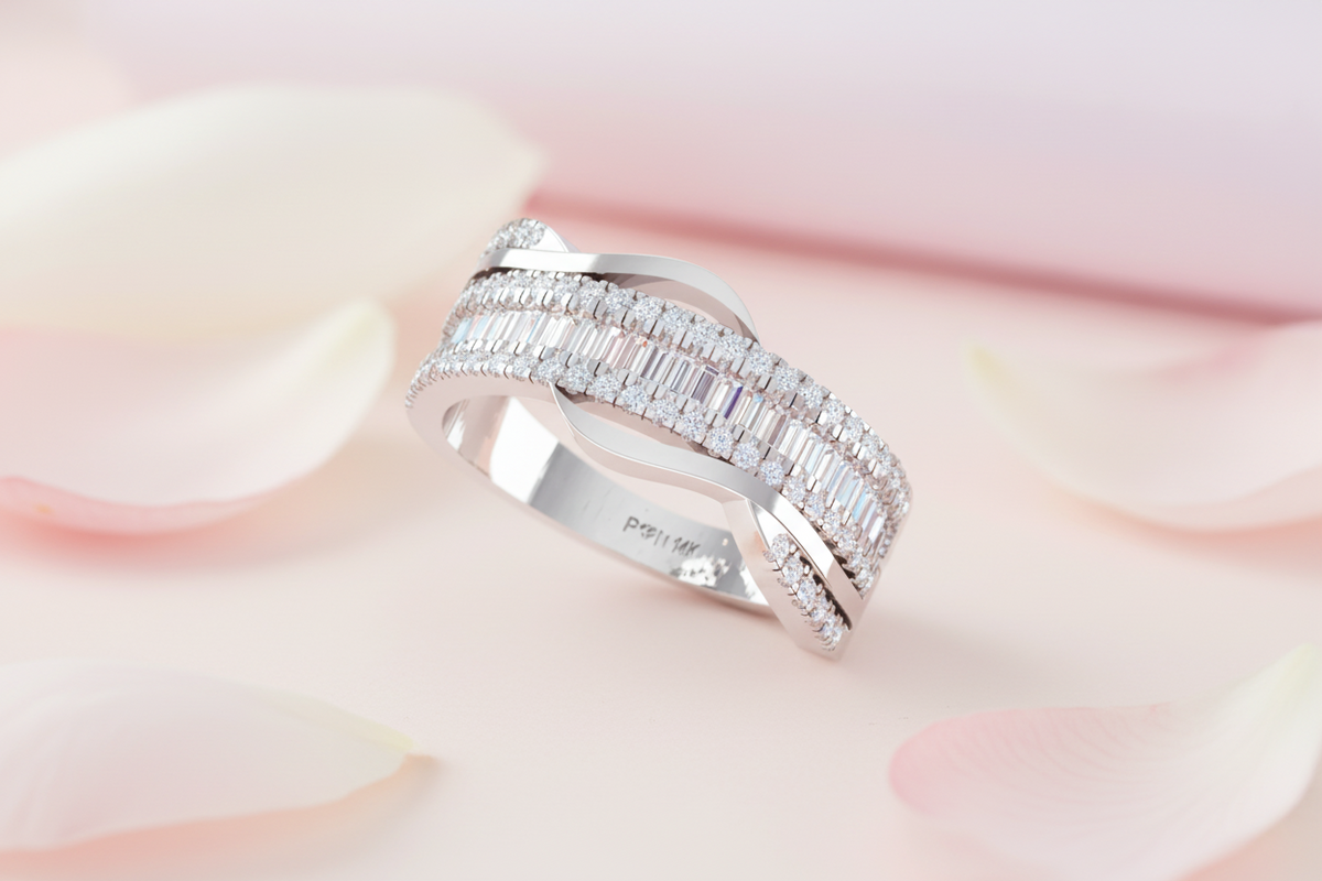 Classic Luxurious Multi-Row Mixed-Cut Diamond Fashion Band Ring
