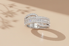 Classic Luxurious Three-Row Mixed-Cut Diamond Eternity Band Ring