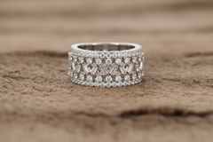 Premium Intricate Criss-Cross Diamond Wedding Band Ring