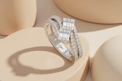 Sparkling Diamond Three-Row Fashion Ring