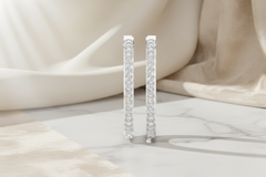 Oval Shape 4.00 Cart Diamond Inside & Out Hoop Earrings