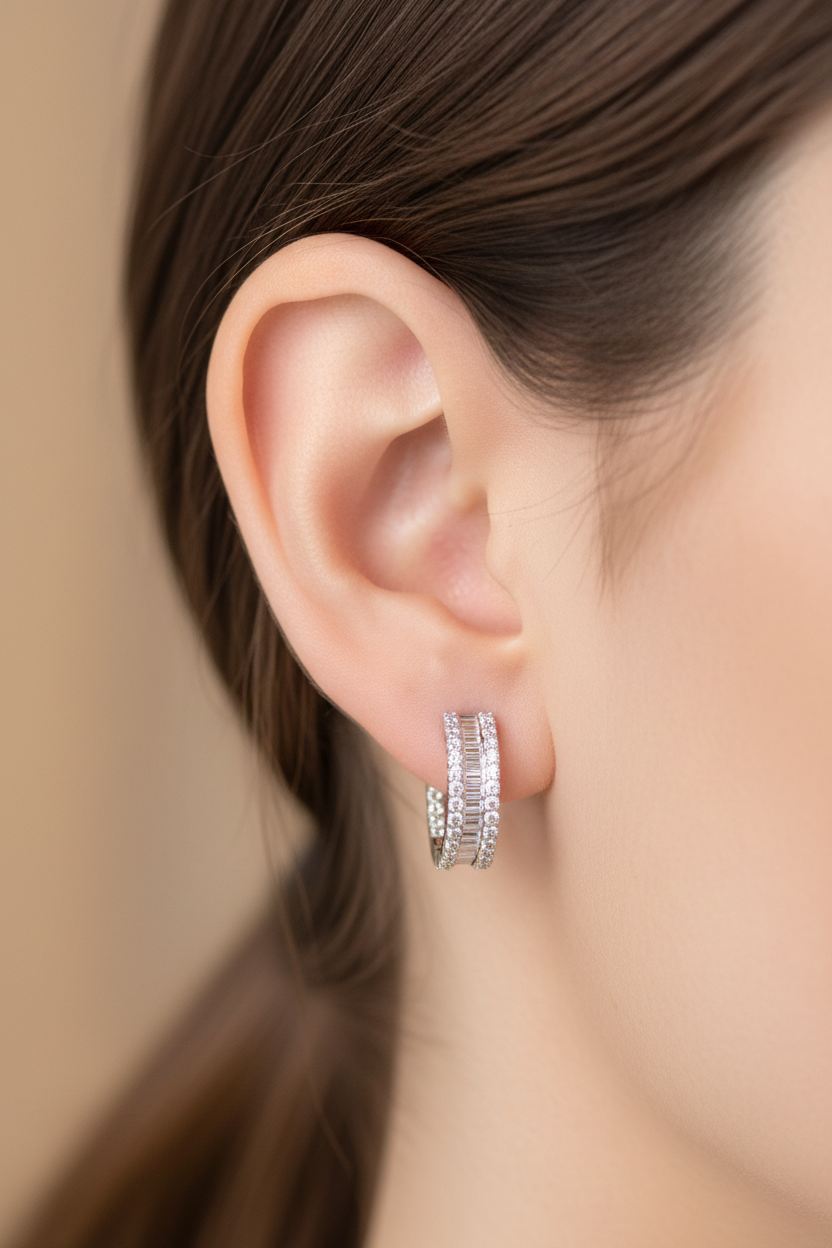Inside-Out Baguette Diamond Hoop Earrings