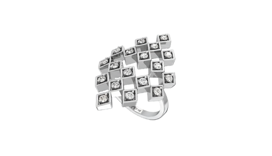 Cube Blocks Silver Ring