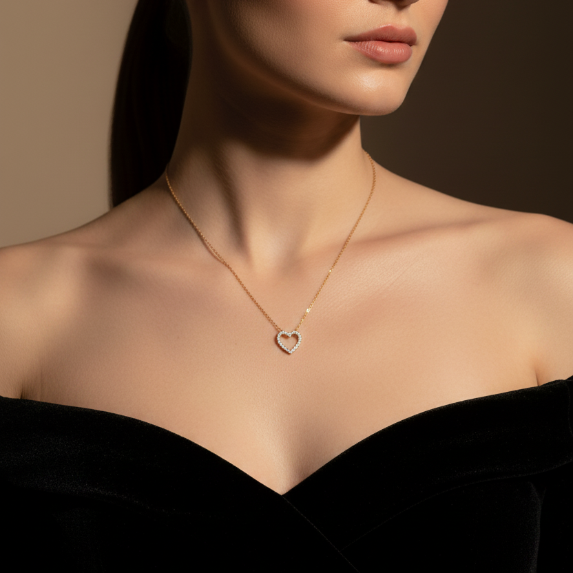 Eternal Love Diamond Heart Necklace with Chain
