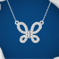 Nature's Beauty Open Butterfly Diamond Necklace with Chain