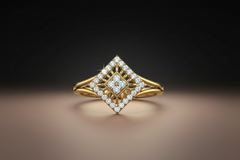 Split Shank Square Halo Diamond Engagement Ring