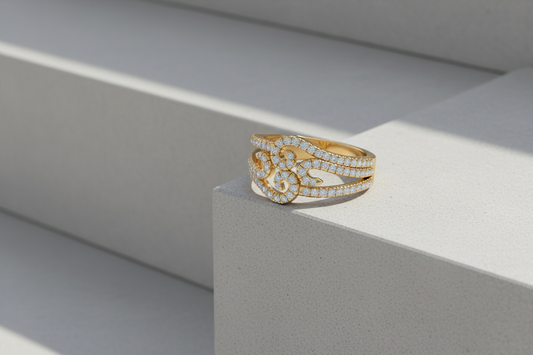 Sparkling Diamond Bypass Ring