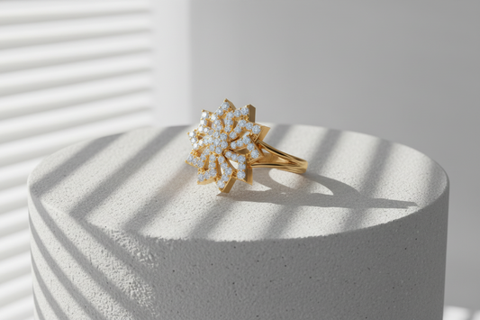 Elegant Gold Floral Diamond Ring