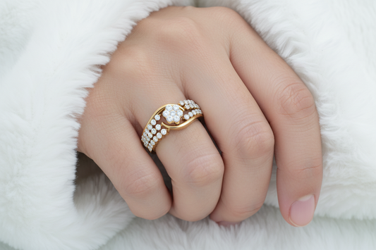 Elegant Gold Crossover Diamond Ring