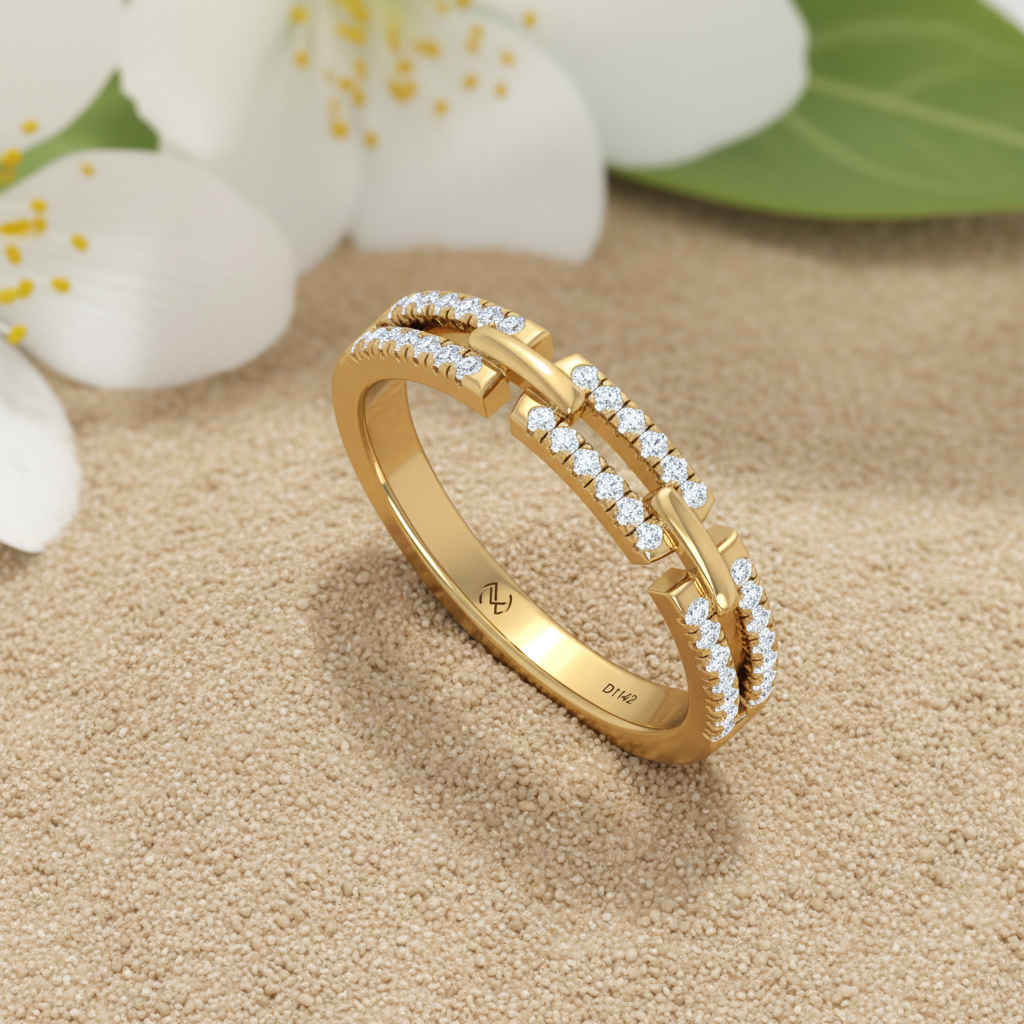 Modern Gold Linked Diamond Band Ring
